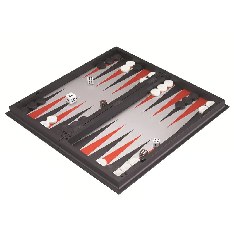 25CM Foldable Magnetic Chess Checkers Backgammon Game Board 3-in-1 Ideal Tabletop For Family Gathering