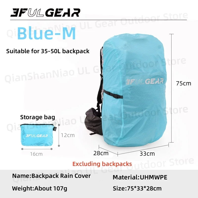 3F UL Gear UHMWPE Rain Cover For Backpack Outdoor Ultralight Hiking Waterproof Trekking Rainproof 20-85L Backpack Cover