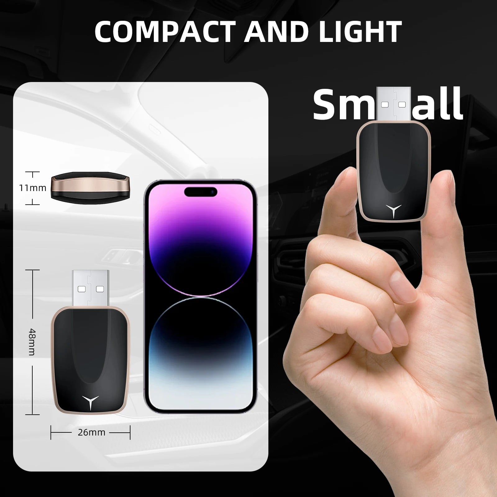 2026 2-in-1 Wireless CarPlay Android Auto Adapter for Factory Wired Cars with 5G WiFi Bluetooth 5.0 Plug and Play OTA Upgrade