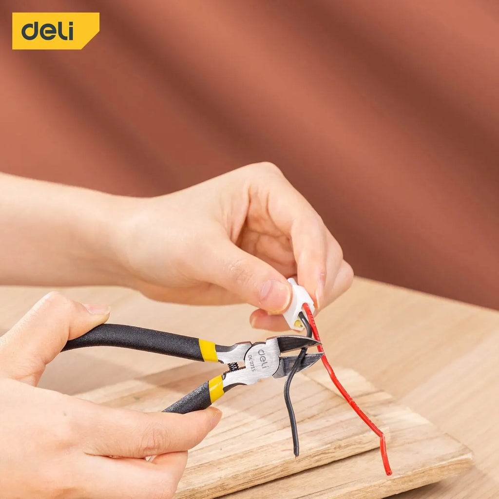 Deli 5 Inch Tools Plastic Nippers Non Slip Flash Wire Cutting Multi Function Electrician Repairing Pliers Hand Tool