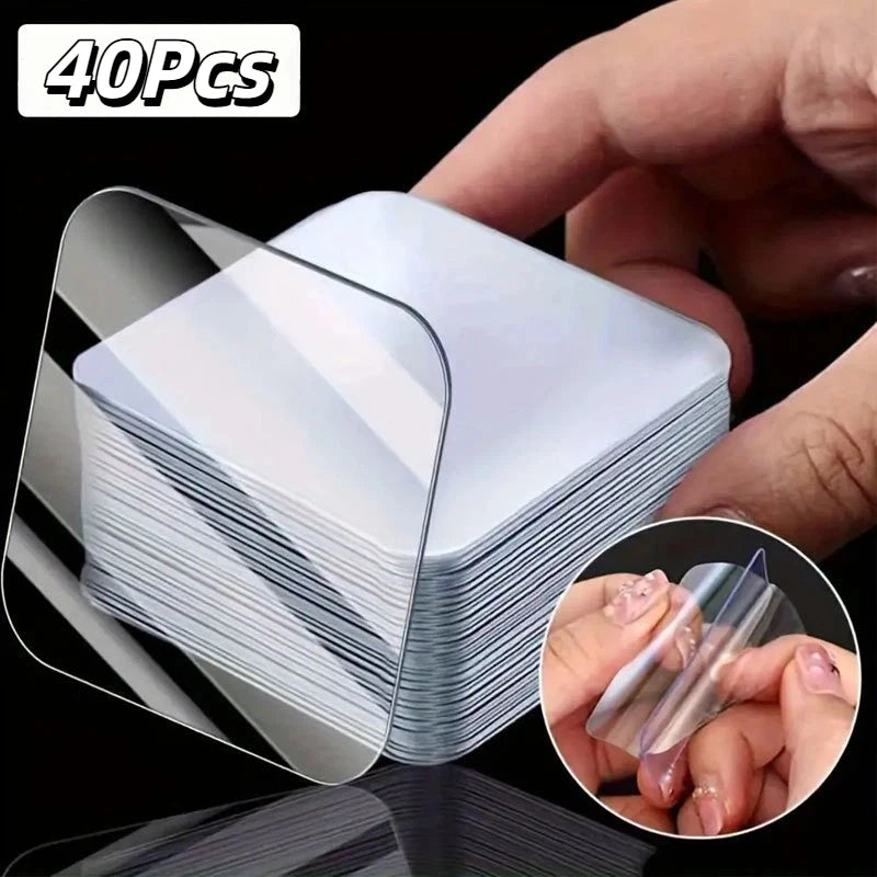 20/40Pcs Super Adhesive Double-Sided Tape Transparent Square Wall Sticker Bathroom Seamless Waterproof Nano Tape Patch