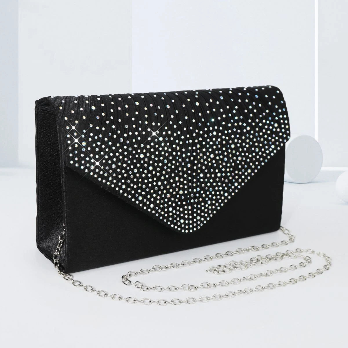Ladies' Single-shoulder Dinner Bag  Evening Dress Bag Flip Cover Colored Diamond Embossed Clutch Bag  Fashionable Evening Dress