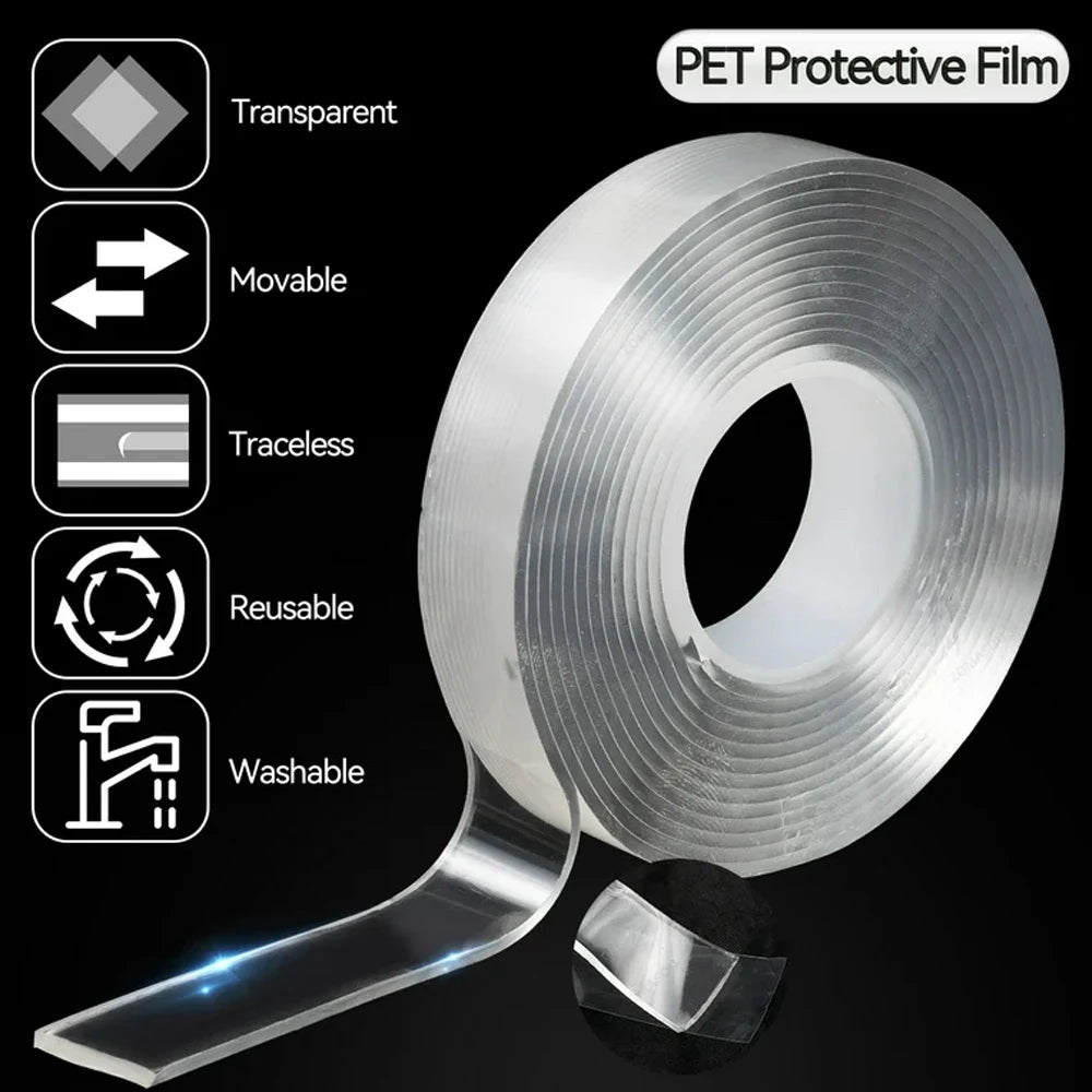 1-10Pcs 1/2/3/5m Nano Double Sided Tape Transparent Adhesive Strips Thickened Waterproof Mounting Tape Glue  For Home Kitchen