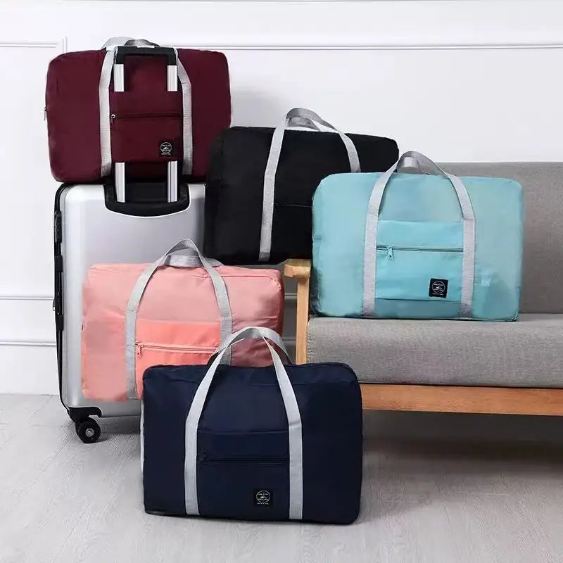 Foldable Travel Duffle Bag Large Capacity Nylon Carry On Handbag Lightweight Multifunctional Storage Tote for Airplane Weekend