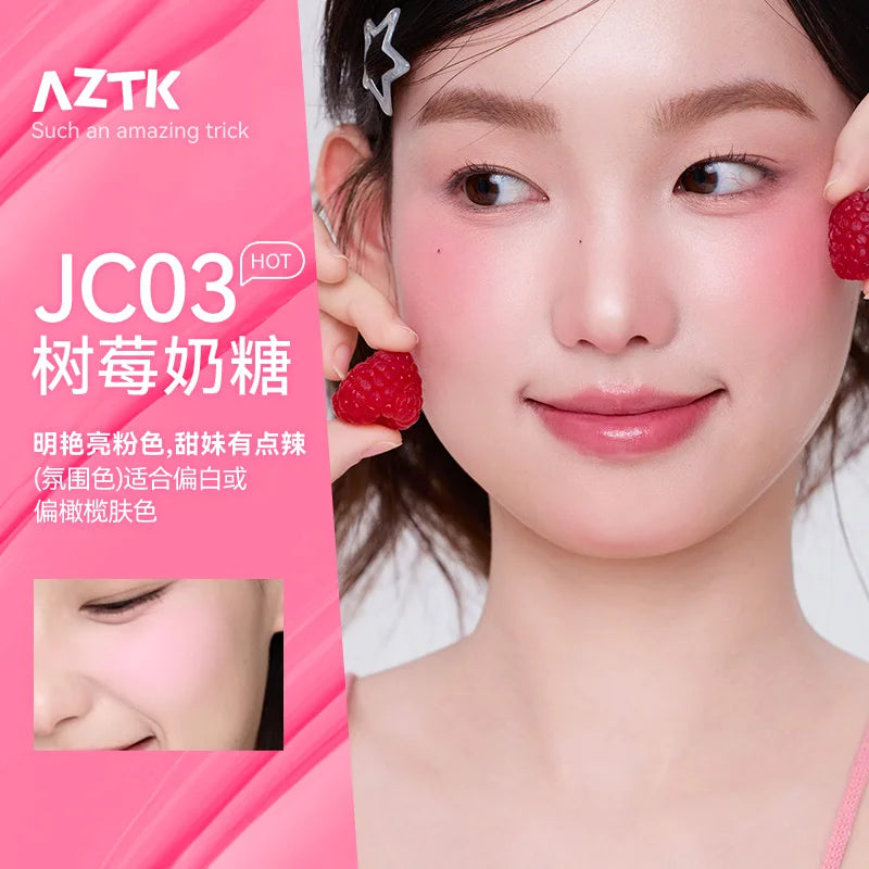 AZTK JC04 Water To Powder Liquid Blush Soft Matte Natural Flush Brightening Cheek Tint Lightweight Blendable Waterproof Makeup