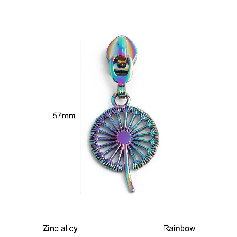 10/30/100PCS 5# Dandelion,Fern Leaf Shape Limited Letter Embossed Zipper Puller Sliders For Handbag Backpack Garment Accessories