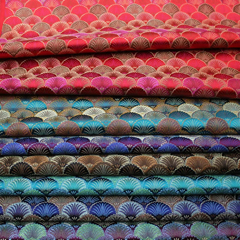 50x75cm Brocade Jacquard Fabric Ginkgo Leaf Design Faux Silk Material For Hanfu Mongolian Robe Cheongsam Costume DIY