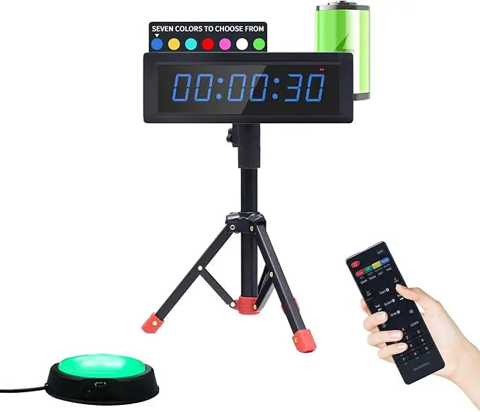 1.5-Inch 6-Digit 7-Color Multi-Function Fitness Timer, Count Up/Count down, Battery Powered, Suitable for Daily Fitness Training