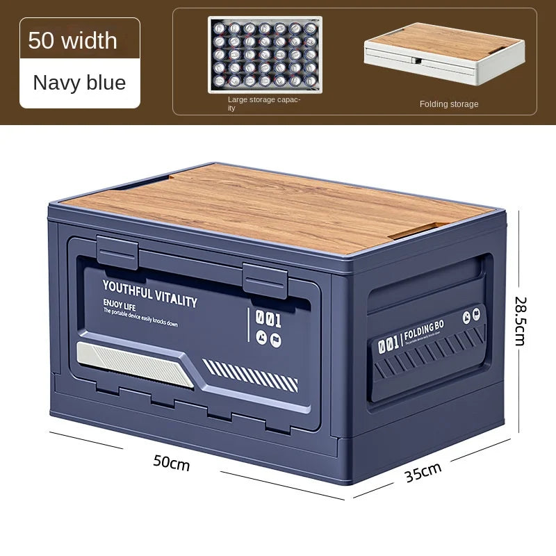 Outdoor Storage Box Camping Folding Box Camping Organizer Car Trunk Wooden Lid Industrial Air Storage Box Home Storage