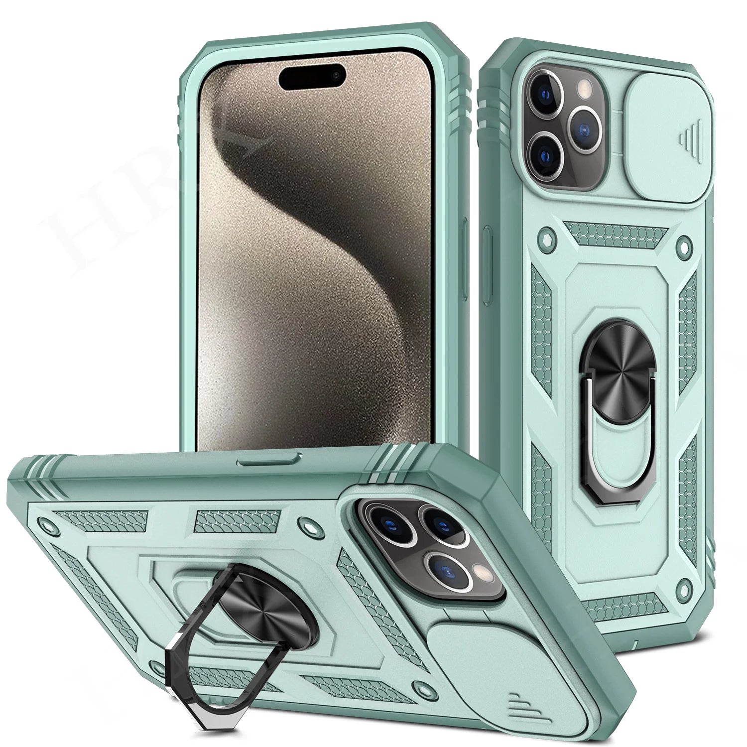 Case For iPhone 16 15 14 Pro Max 13 12 11 Pro Plus 360 Full Body Rugged Protective Slide Camera Stand Protection Ring Cover