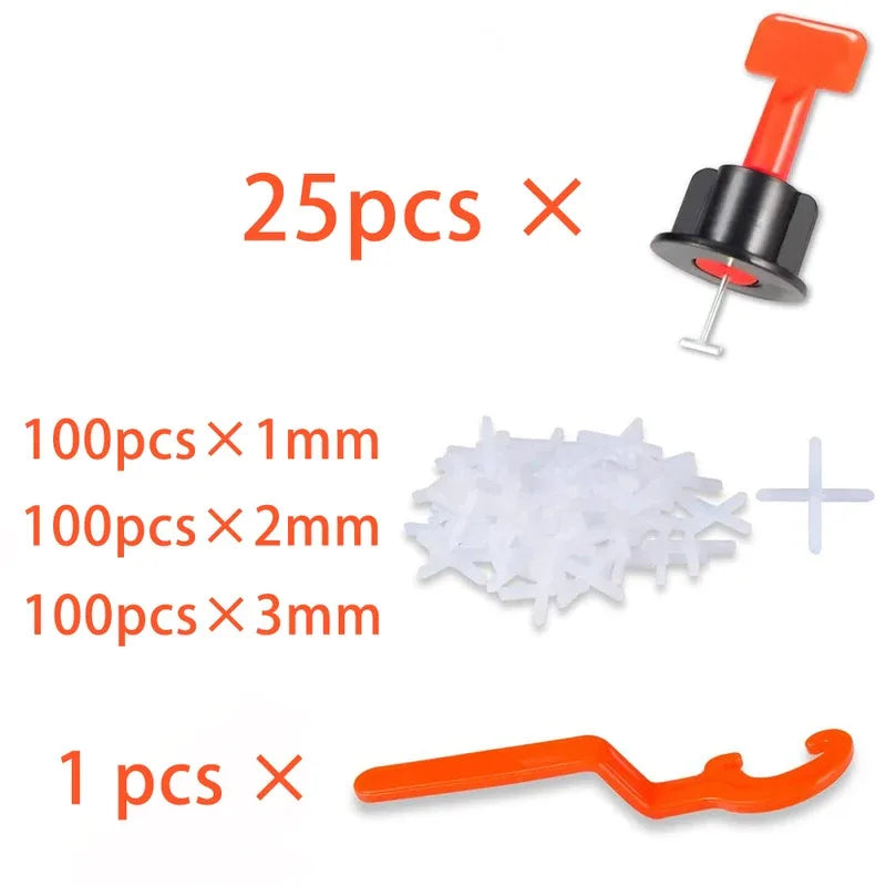 25pcs（300+25+1pcs） Tile Leveling System Tile Leveling Wedges Leveler Alignment Spacers Locator Floor Wall Clamp