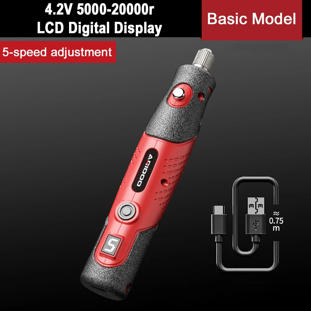 5000-20000r 4.2V Engraver Electric Drill Mini Grinder Engraving Pen Drilling Machine Cordless Rechargeable Micro Rotary Tool Kit