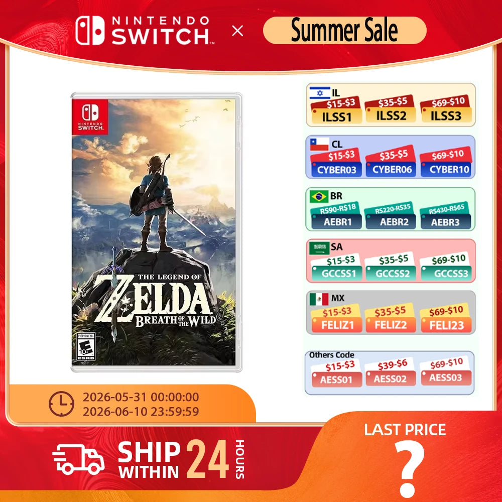Nintendo Swtich - The Legend of Zelda Breath of the Wild - Game Deals Games Cartridge Physical Card