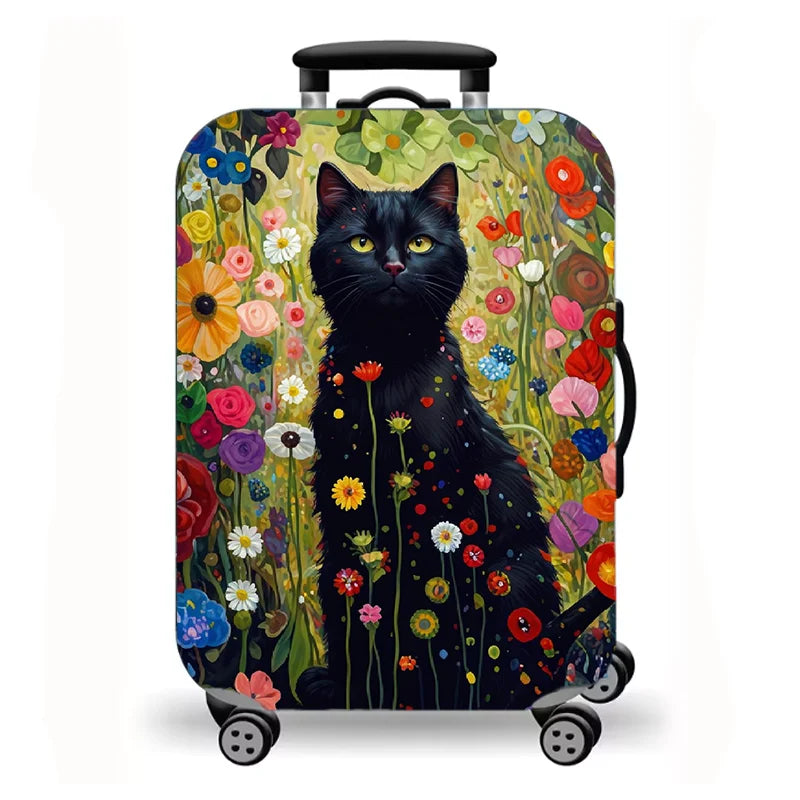 Luggage Cover, Cute Cat Print Stretch Suitcase Protector for Travel, 16 Styles Oil Painting Cat Design
