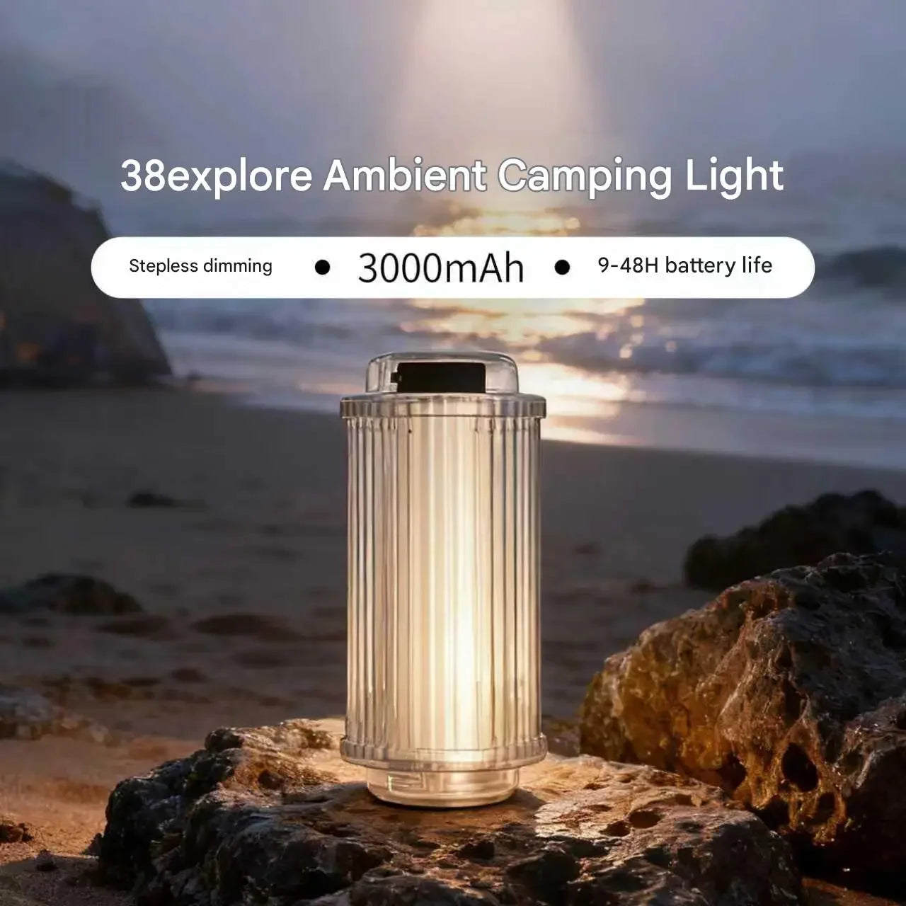 3000mAh 38-KT 38 Light 38 Explore USB Rechargeable Camping Lanterns Outdoor Tent Lamp Powerful Mini LED Flashlights Camp Light