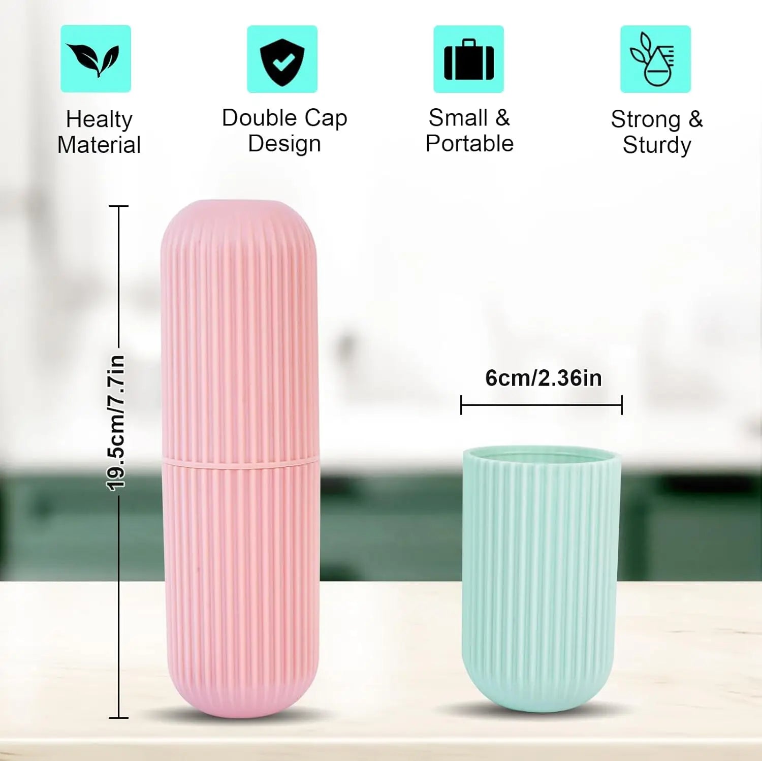 Portable Vertical-Striped Travel Wash Cup Simple Household Mouthwash Cup with Toothbrush And Toothpaste Storage Box