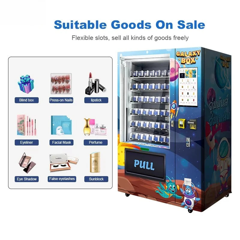 FOODLINE Customized Advertising 400 Pcs Capacity Blind Box card Snack and drink Vending Machine for business