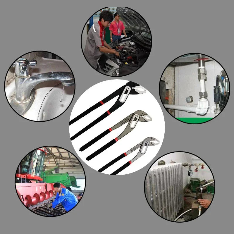 Heavy Duty Quick Pipe Wrench 8"/10"/12" Chrome Vanadium Adjustable Jaw Water Pipe Clamp Pliers Plumbing Repair Opening Kit