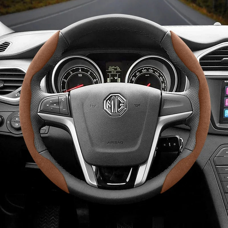 Suitable for Mg Non-Slip Buckle Segmented Suede Steering Wheel Cover Suitable for Zs Mg3 Hybrid Luxury 2025 One Mg4 Mulan Hs 5 6