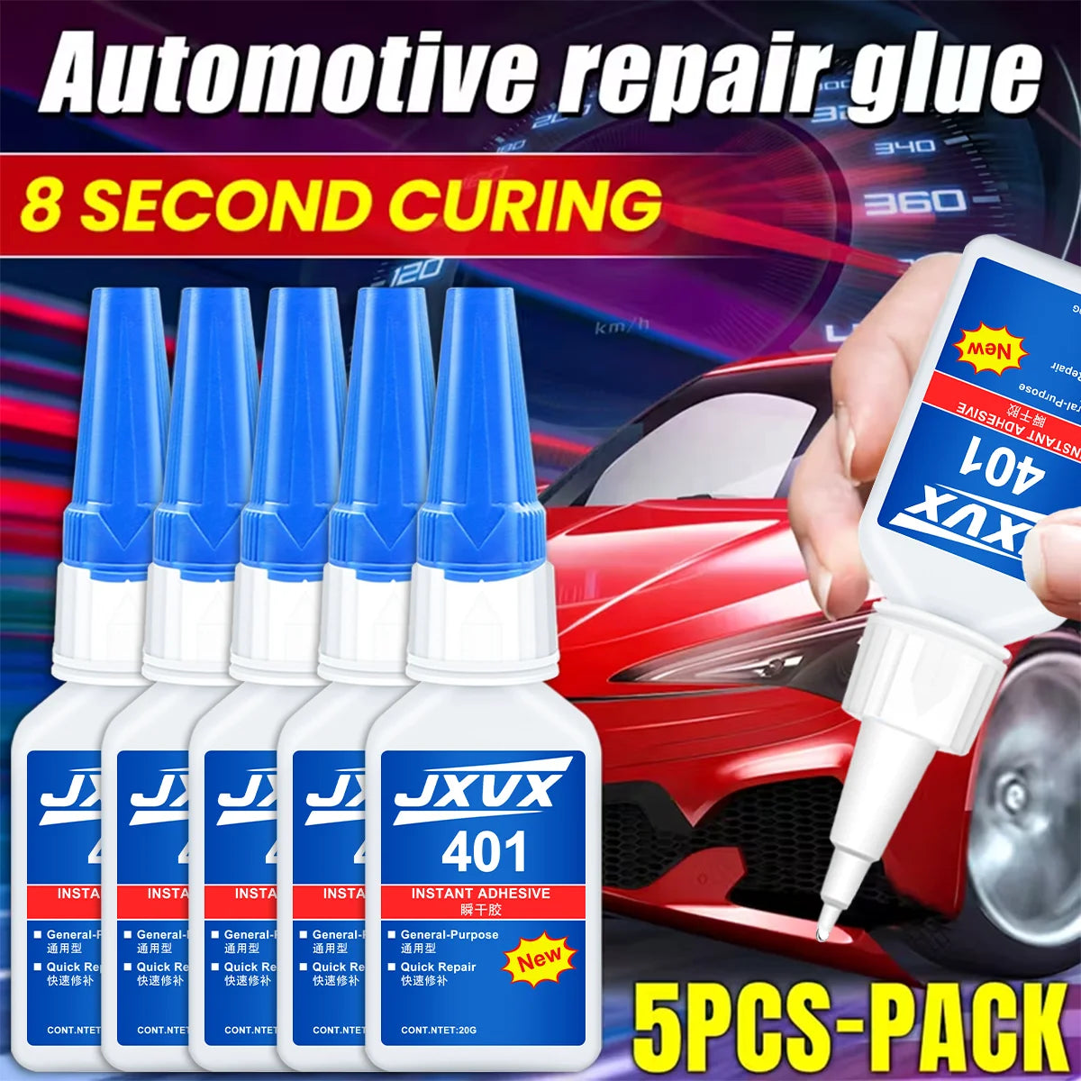 JXVX 20ml 401 Instant Strong Super Glue Universal Superglue Mighty Instant Glue for Resin Ceramic Metal Glass Fast Dry 1-3pcs.