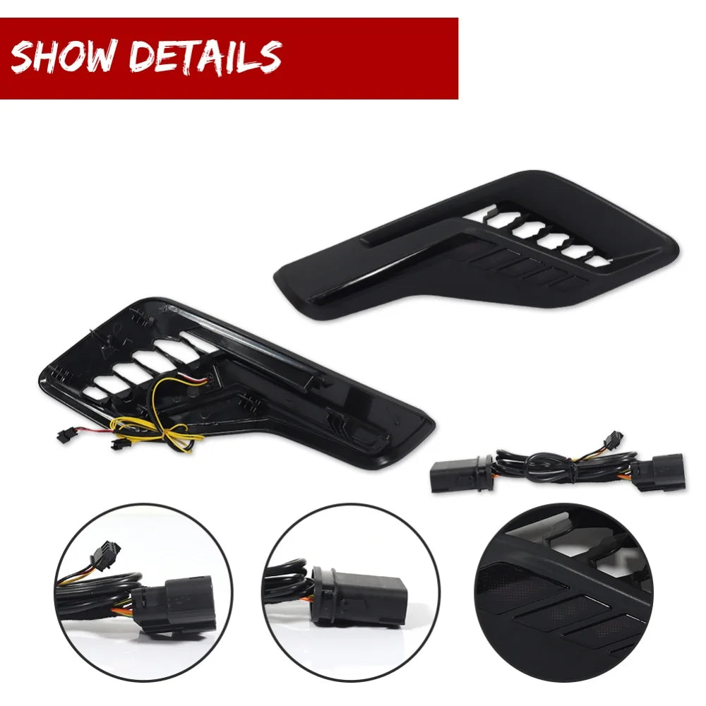 For Ford F-150 Raptor 2022 2023 Switchback LED Amber Dynamic Front Side Marker Turn Signal Lights w/ White DRL Driving Lights