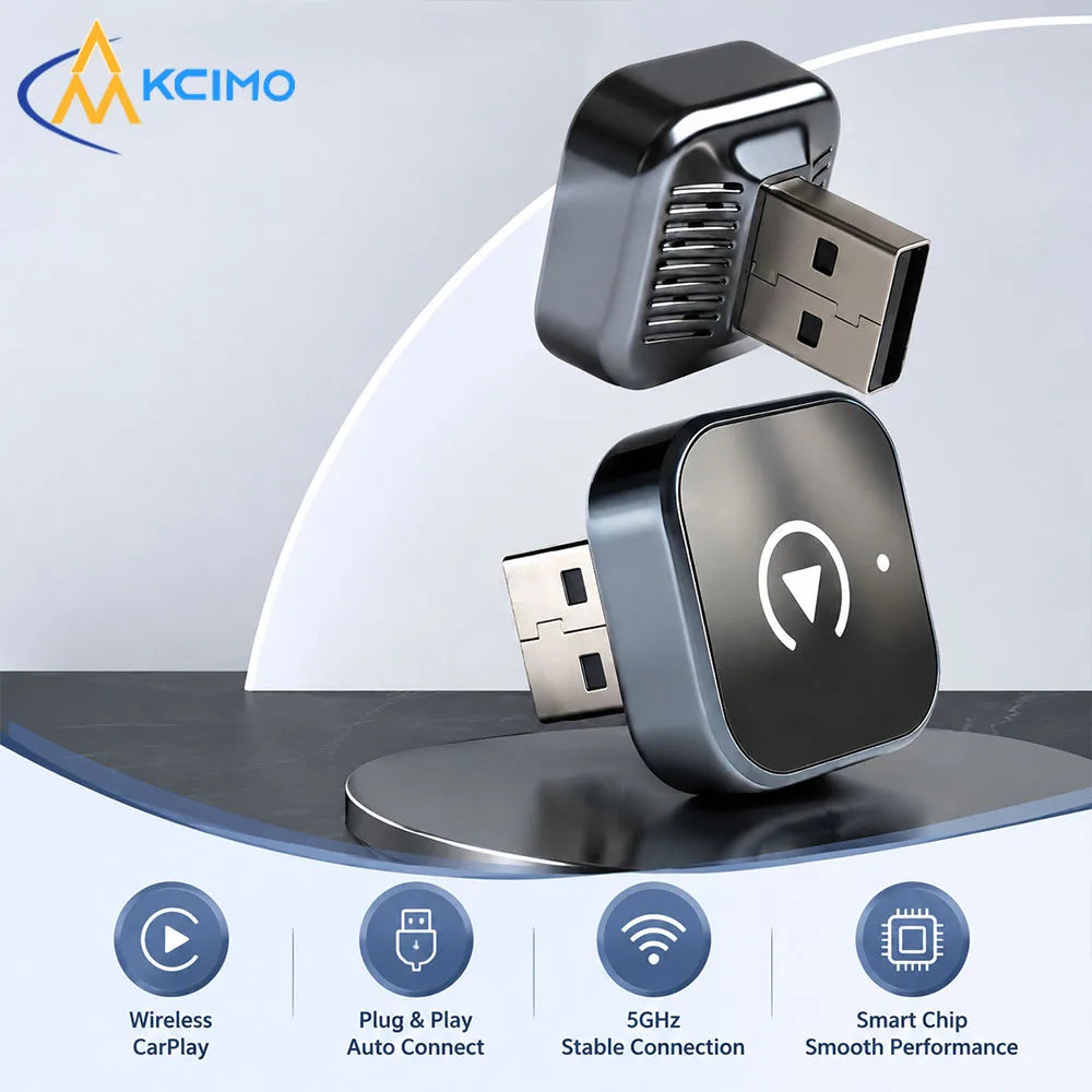 KCIMO 2-in-1 Wireless CarPlay Adapter, Convert Wired CarPlay to Wireless Android Auto, AI Smart Box Car Accessories