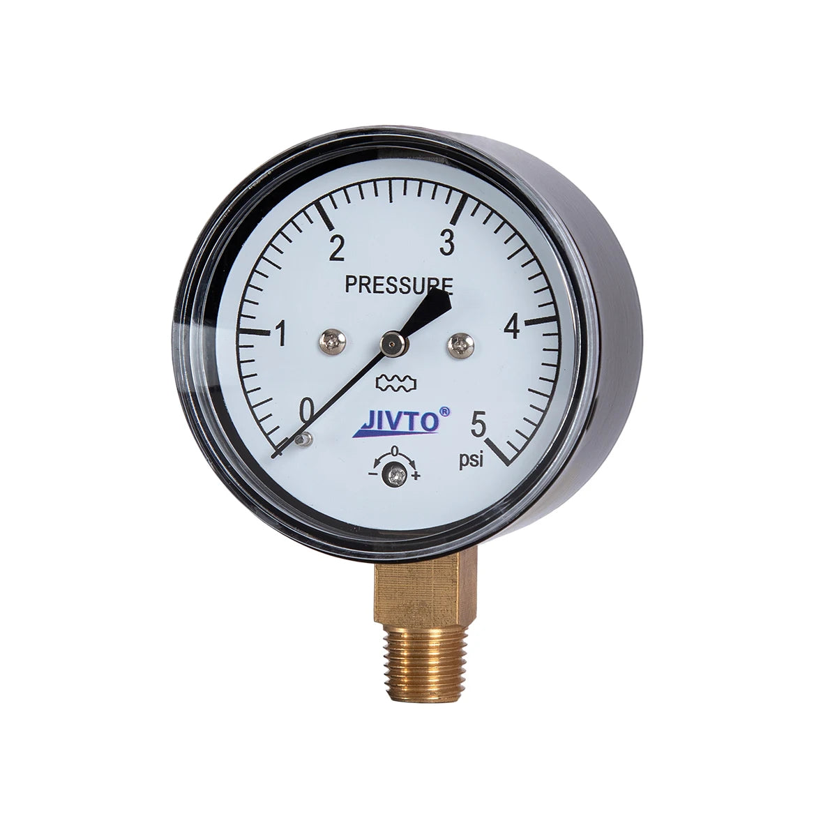 JIVTO Low Capsule Pressure Gauge 2-1/2  Dia, 1/4 NPT Lower Mount 3, 5,10 Psi 15, 20,30,60 IWC