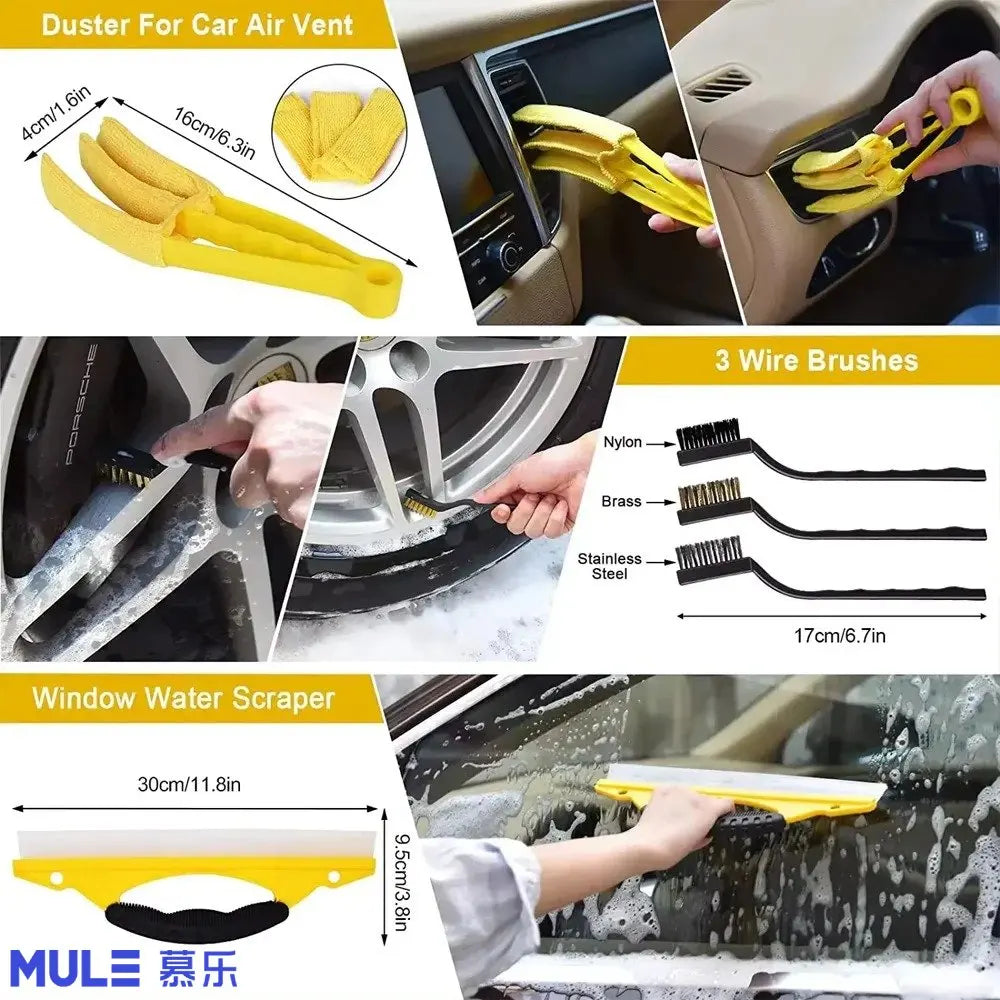Car Cleaning Kit Detailing Brush Set Car Polish Pads Car Cleaning Brush For Car Air Vents Rim Dirt Dust Clean Tools