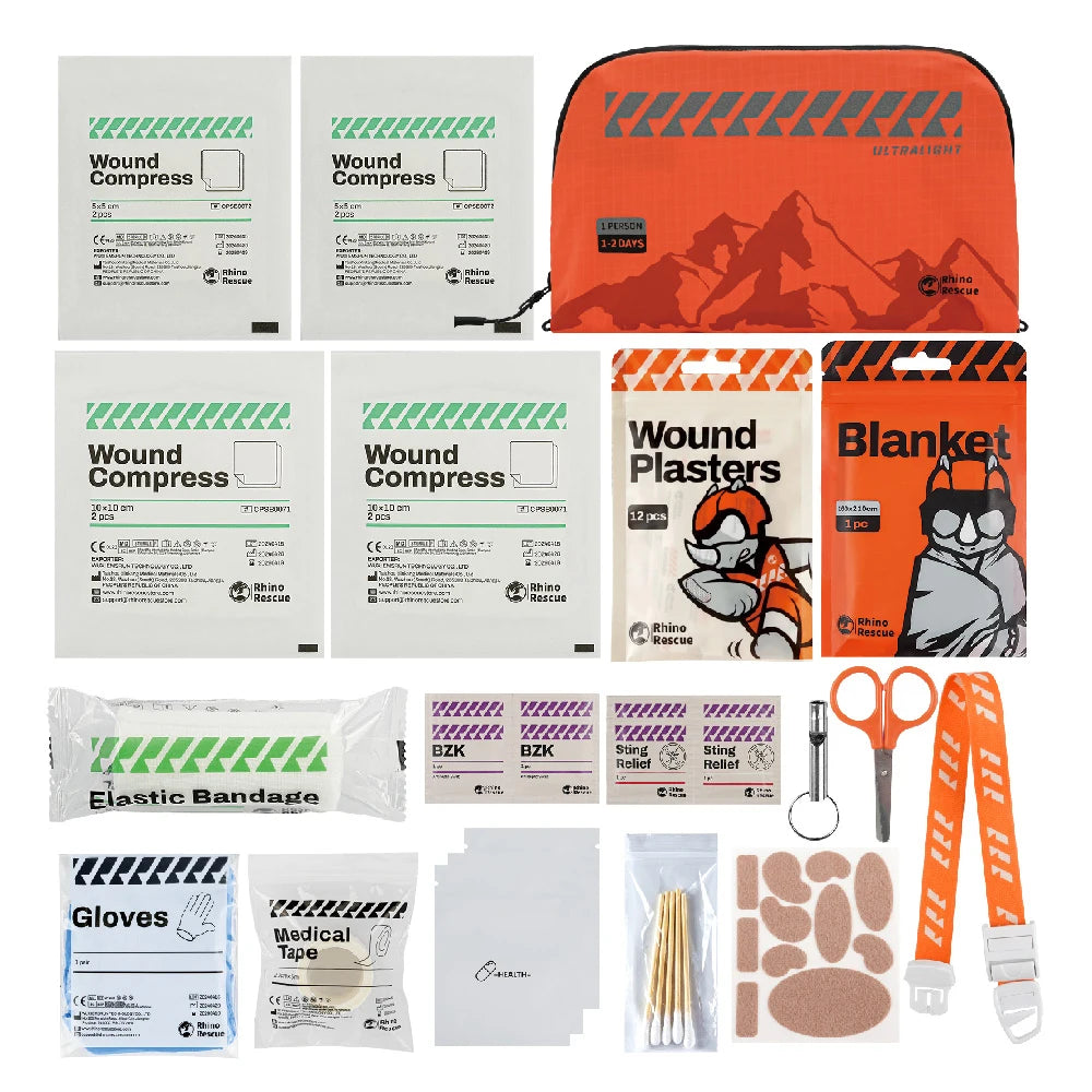 RHINO RESCUE Outdoor Travel First Aid Kit, Lightweight, Portable and Waterproof, Suitable for Hiking, Climbing, Car and Cycling