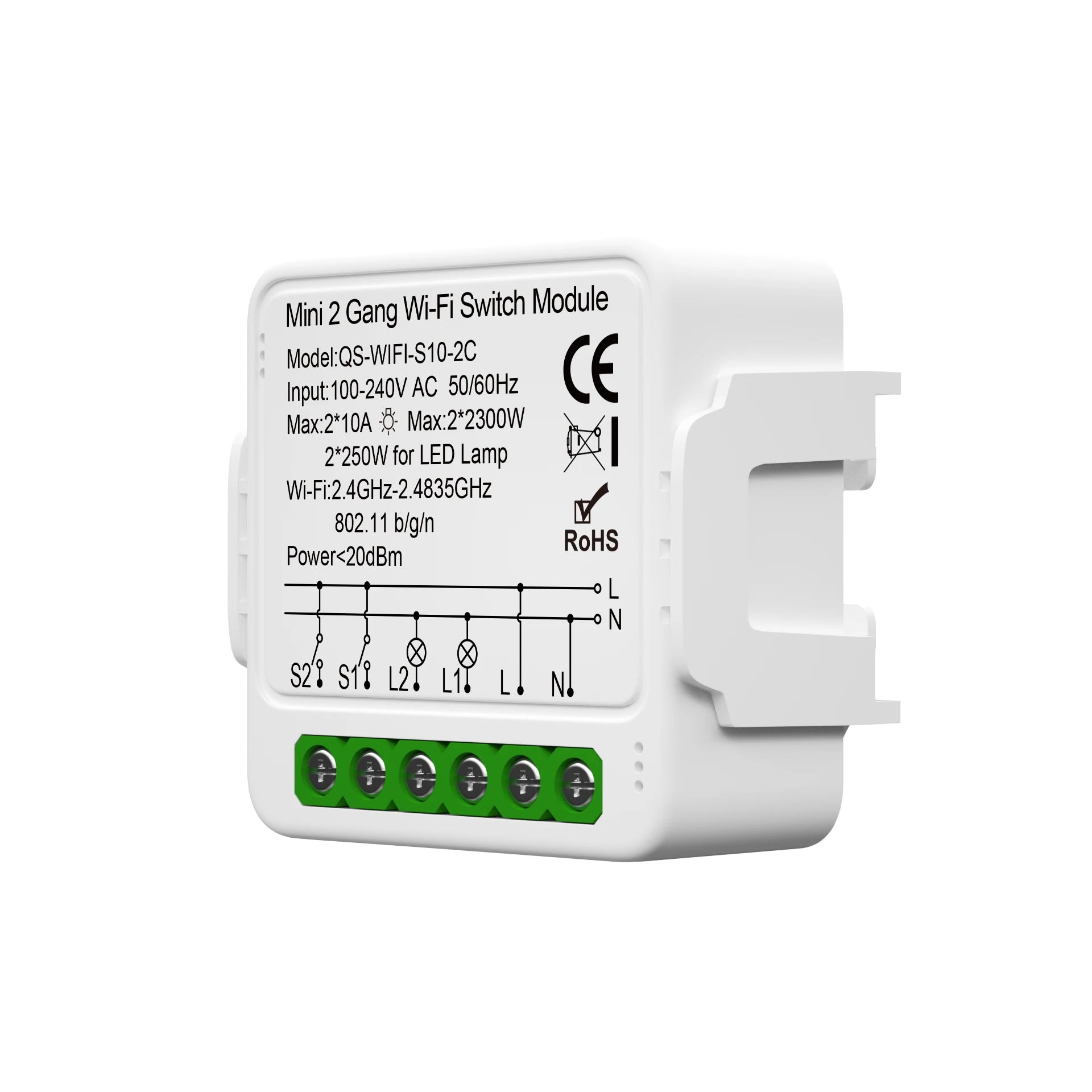Tuya WiFi Smart Switch Module 1/2/3 Gang Switch Mini Smart DIY Breaker Smart Life 2 Way Control Works with Alexa Google Home