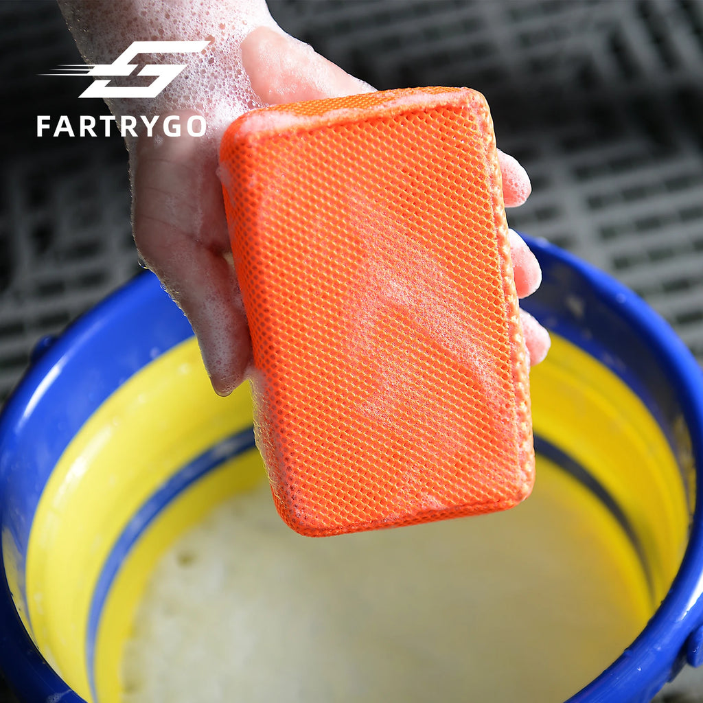 Fartrygo Car Wash Mud Cleaner Magic Clay Bar Sponge Block Pad Remove Contaminants 2pcs Nano Magic Clay Sponges