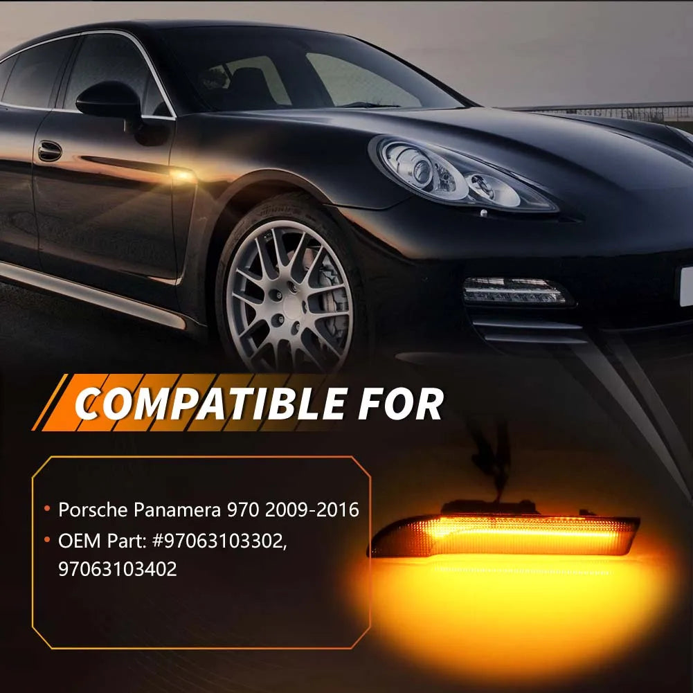 2X Front Side Marker Light Fender Light Turn Signal Light W/LED For 2009 210 2011 2012 2013 2014 2015 2016 Porsche Panamera 970