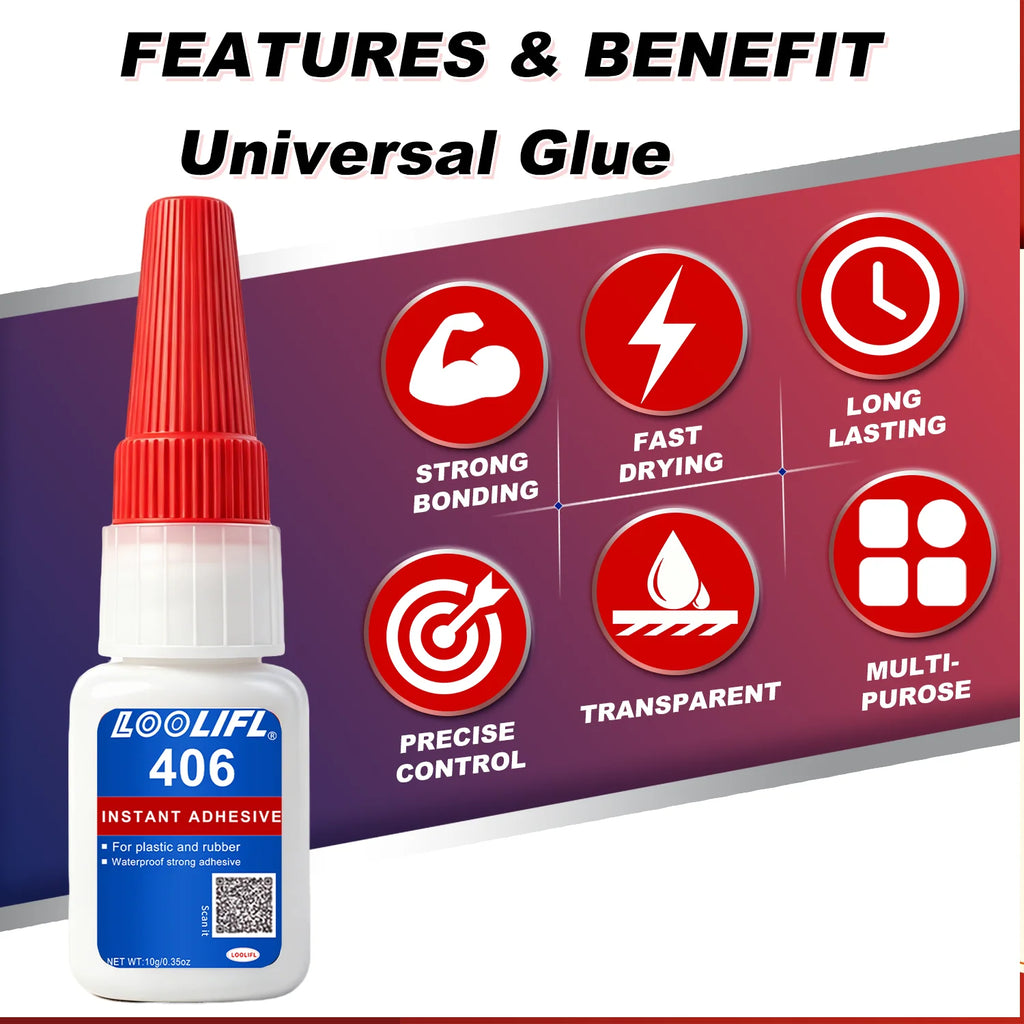 LOOLIFL 1-7Pcs Super Glue Instant Strong Universal Fast Dry Adhesive For Plastic Metal Ceramic Wood Glass Repair Bonding Tools