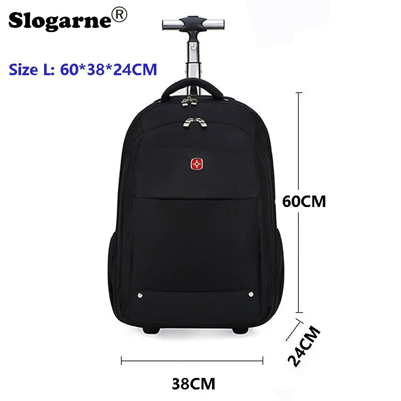 Multifunctional Trolley Backpack Men Business Trip Bags Large Capacity Waterproof Suitcase Laptop Travel Bag 2 Wheels Schoolbag