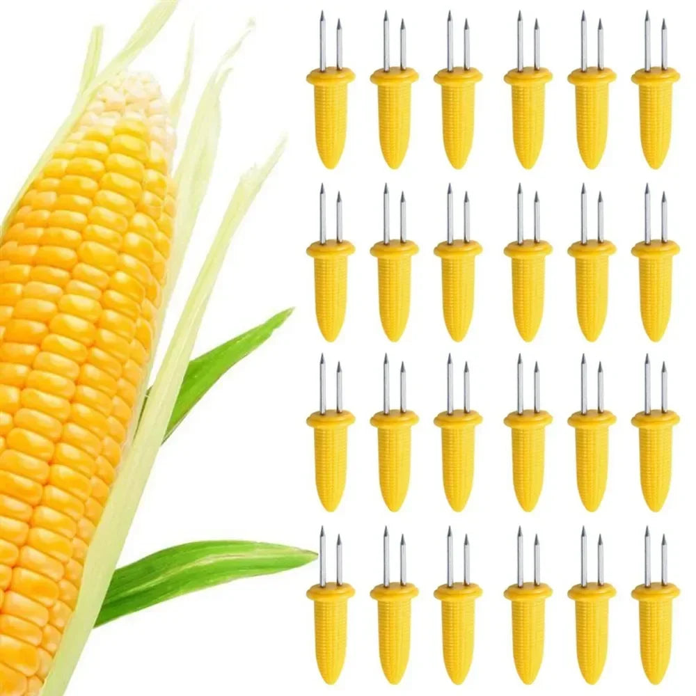 10/20/30Pcs Corn Fork BBQ Stainless Steel Corn Holders Handheld Anti Scalding Needle On The Cob Double Fork Barbecue Tool