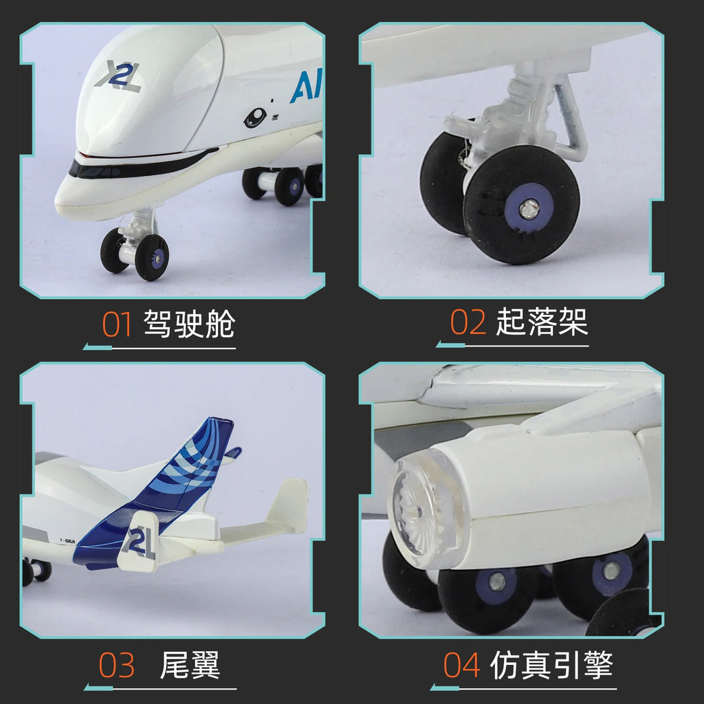 1/72 Scale Beluga A300-600ST Alloy Large Super Transport Airplane Sound Light Decoration for Collections Displays Toys For Boy