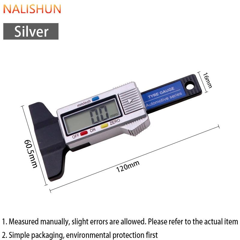 1Pc Digital Tire Tread Depth Gauge Lcd Display 0-25mm High Precision Caliper Auto Car Tyre Wear Detection Measuring Tool Repair