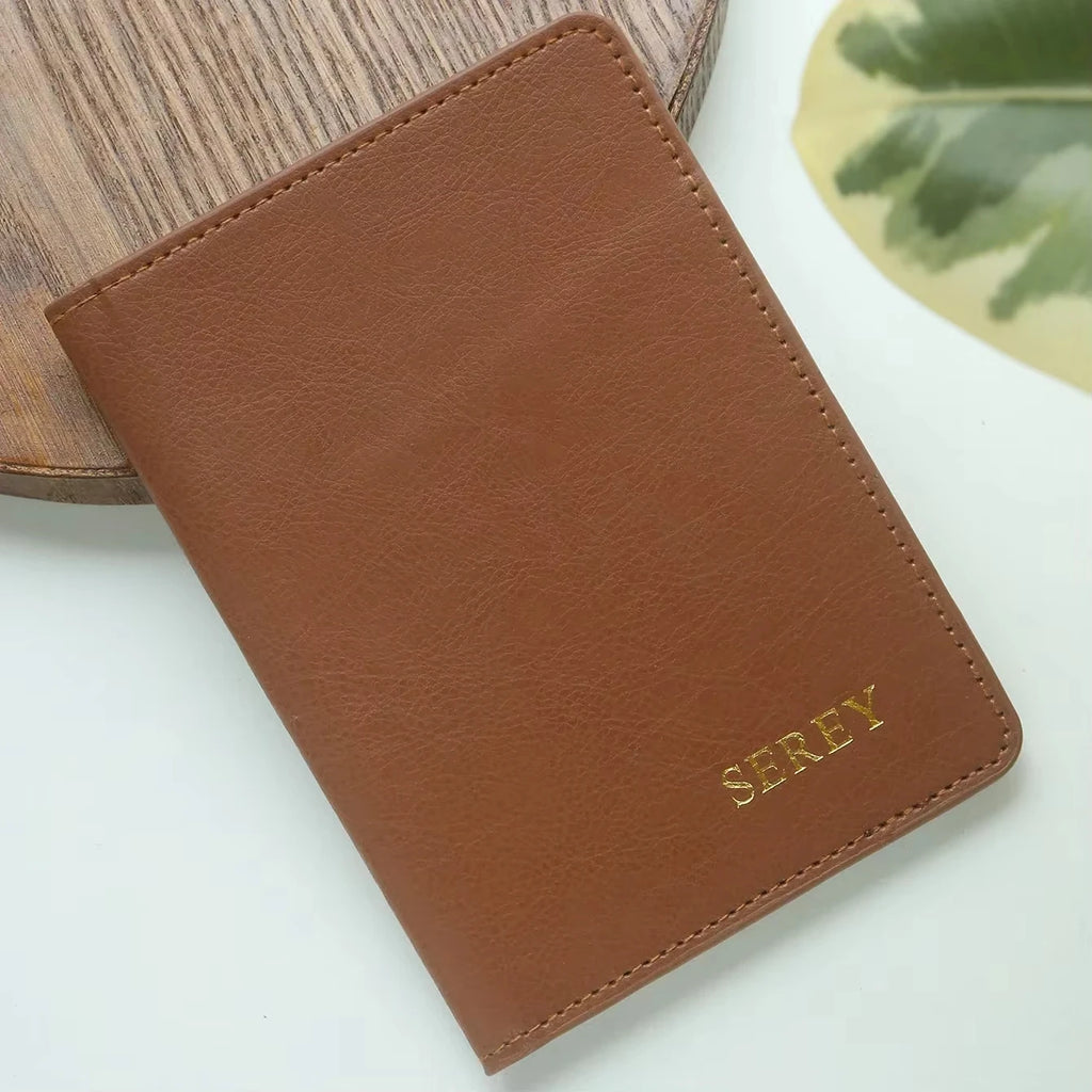 Custom Name Floral PU Leather Slim Passport Holder 26 Letter Card Wallet Travel Document Organizer