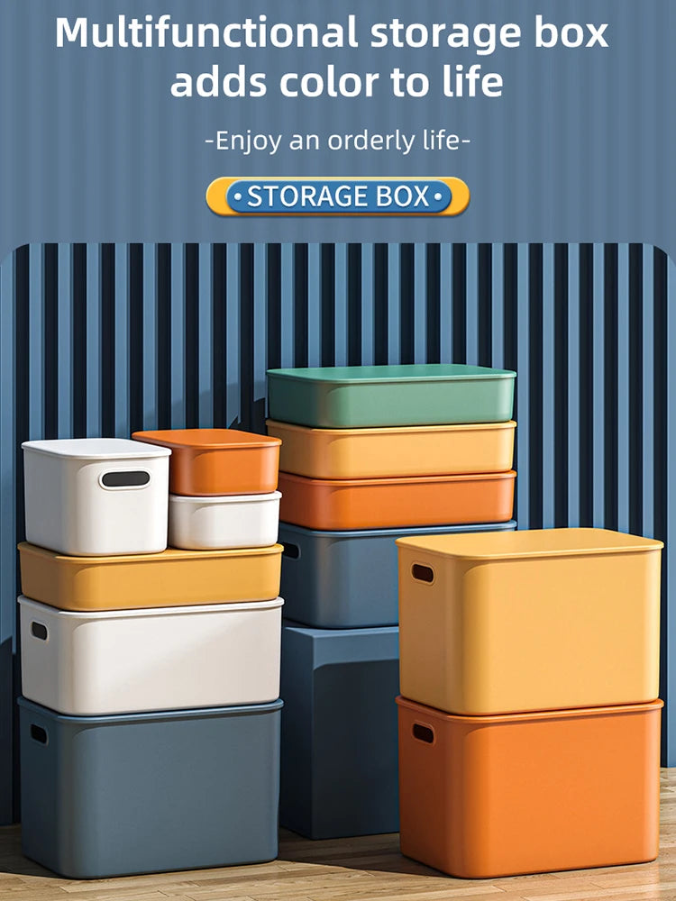 Colorful Plastic Organizers Storage Box With Lid For Toys Underwear Sock Jewelry Lipstick Container Stackable Baskets Bins