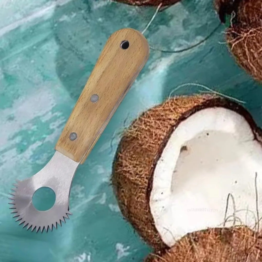 Stainless Steel Coconut Planer Sharp Not Easily Deformed Fruit Spoon Planer Eco-Friendly Wooden Handle Coconut Milk Making Tools
