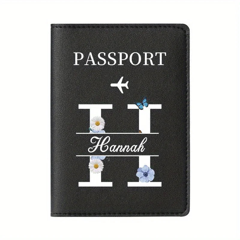 Personalized Custom Black Passport Holder with Custom Name - 26 Letters and Surname. Fashionable Foldable Travel Accessory