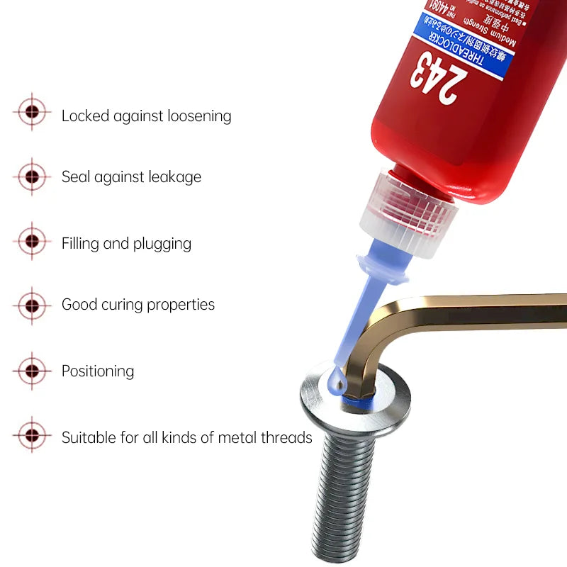 Threadlocker Quick Drying Screw Locking Agent High Strength Screw Locking Adhesive Anaerobic Glues Anti Loose Screw Glue