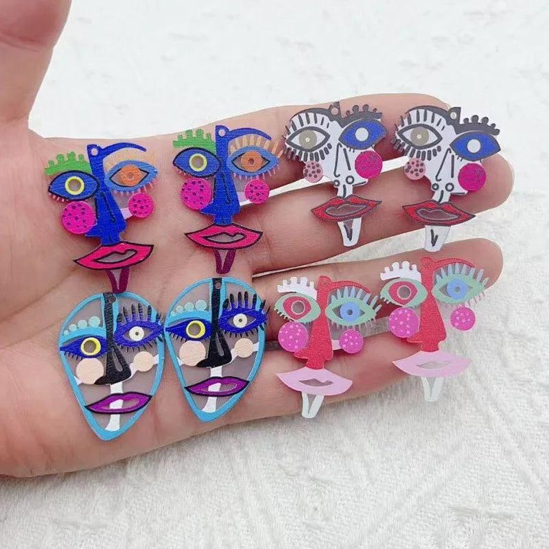 10pcs acrylic double-sided abstract irregular Van Gogh portrait pendant DIY earrings keychain accessories