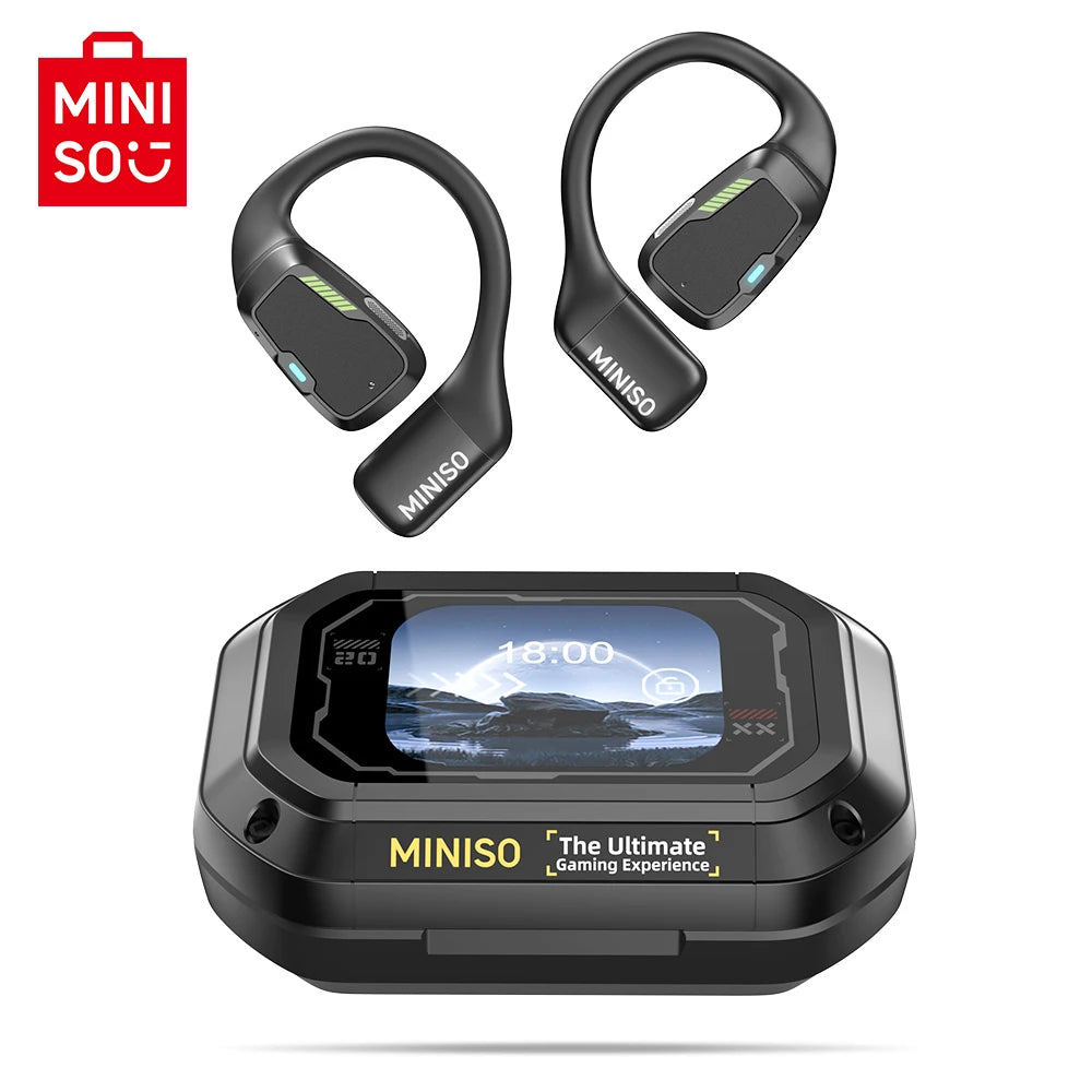 AI MINISO M98 Wireless Headphones OWS Sports Bluetooth Earphones Gaming Headset AI Translator Earbuds APP LCD Touch Screen IPX5