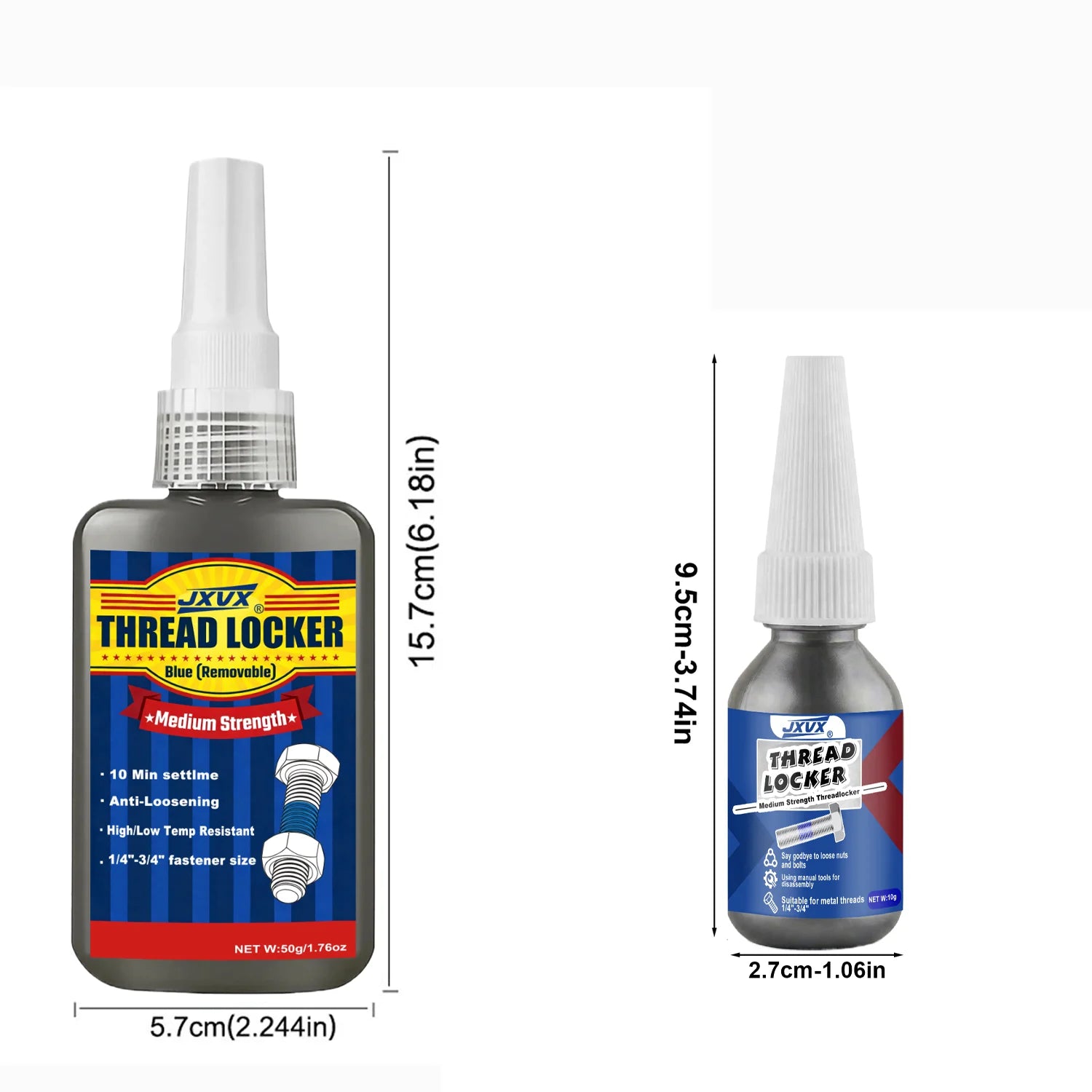 JXVX 243 1-6PCS Threadlocker Medium Strength Anaerobic Adhesive Antiloose Screw Glue Oil Resistant Fastener Sealant 10ml 50ml