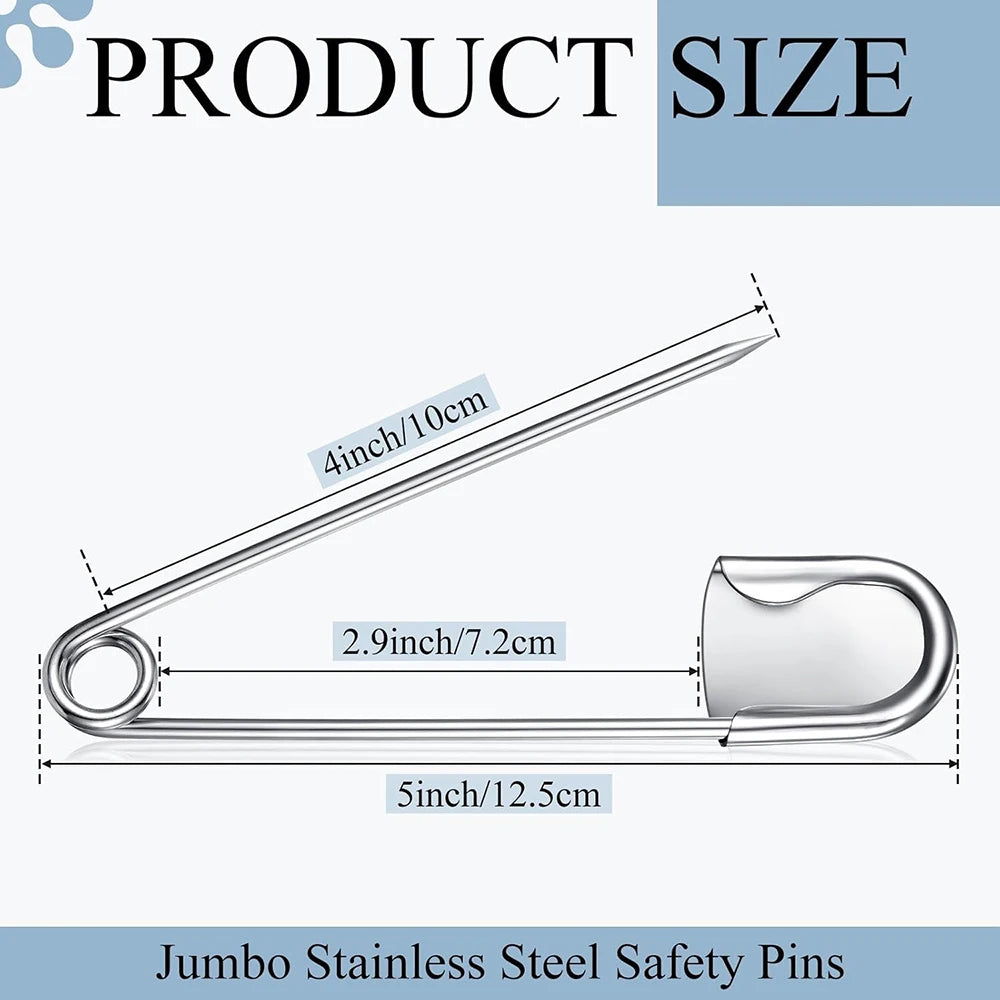 4PCS Large Safety Pins Stainless Steel Safety Pins Heavy Duty Strong Laundry Pins for Sewing Quilting Crafts and Decorations