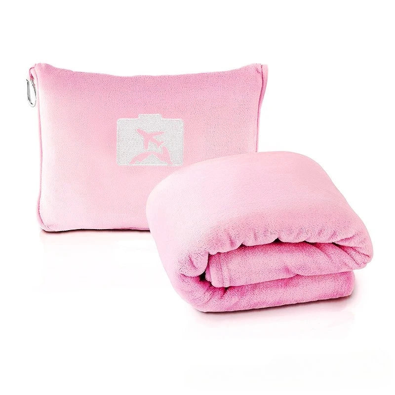 New Portable Airplane Travel Blanket Folding Storage Autumn Winter Nap Cover Blankets Solid Color Warm Picnic Flannel Blanket