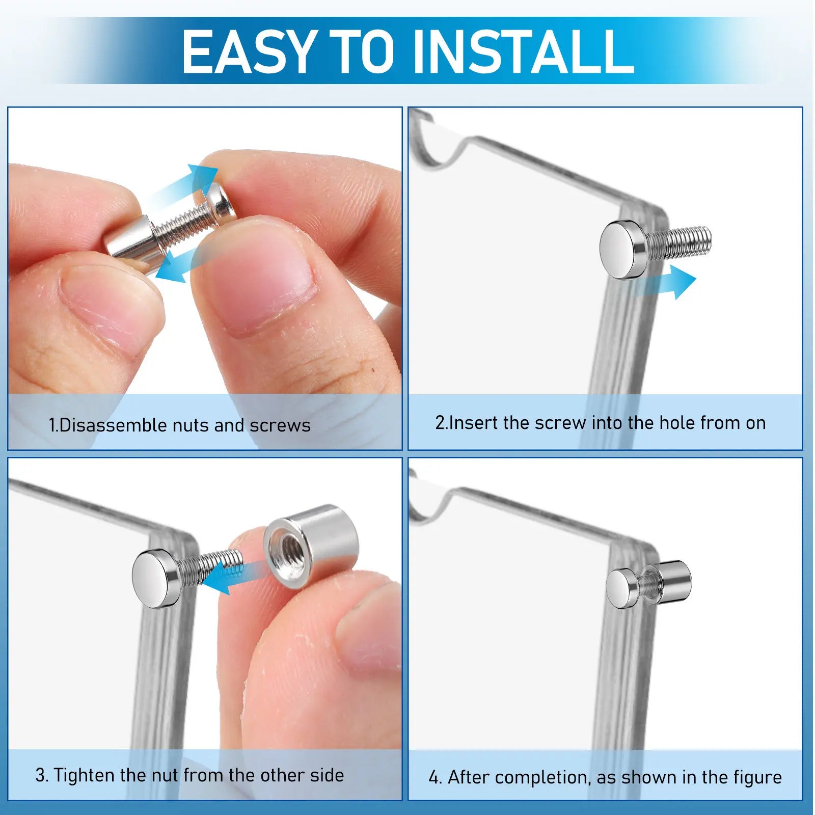12PCS Acrylic Picture Frame Glass Sign Standoff Nail Wall Mount Standoff Holder Advertise Fixing Screws Glass Fasteners