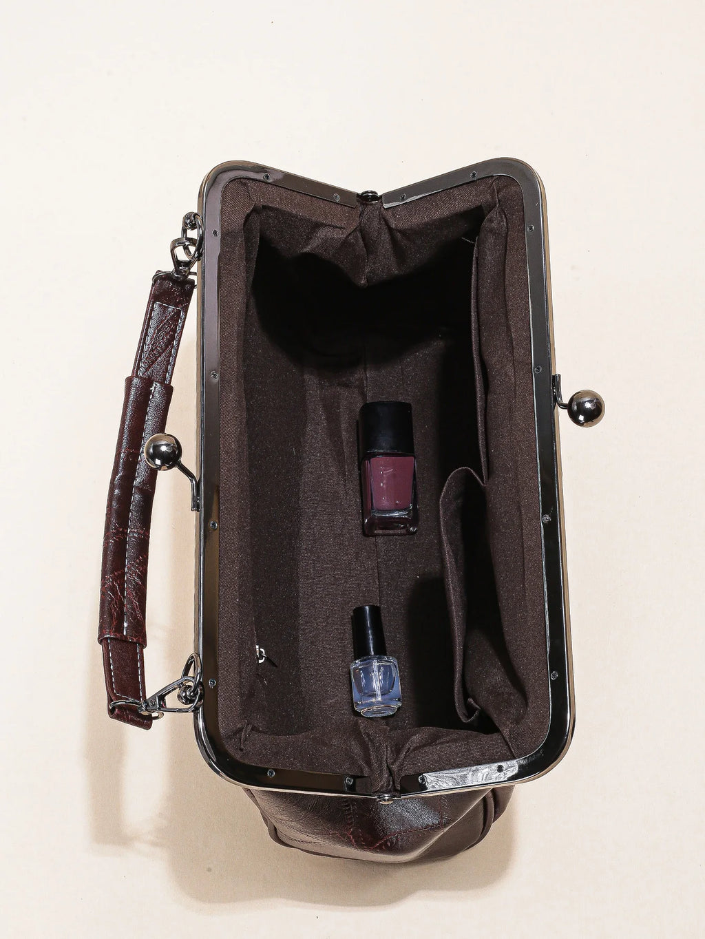 Ladies Soft Retro Leather Large Capacity Kiss Lock Portable Shoulder Crossbody Women Handbag Cell Phone Bag Clutch Bag