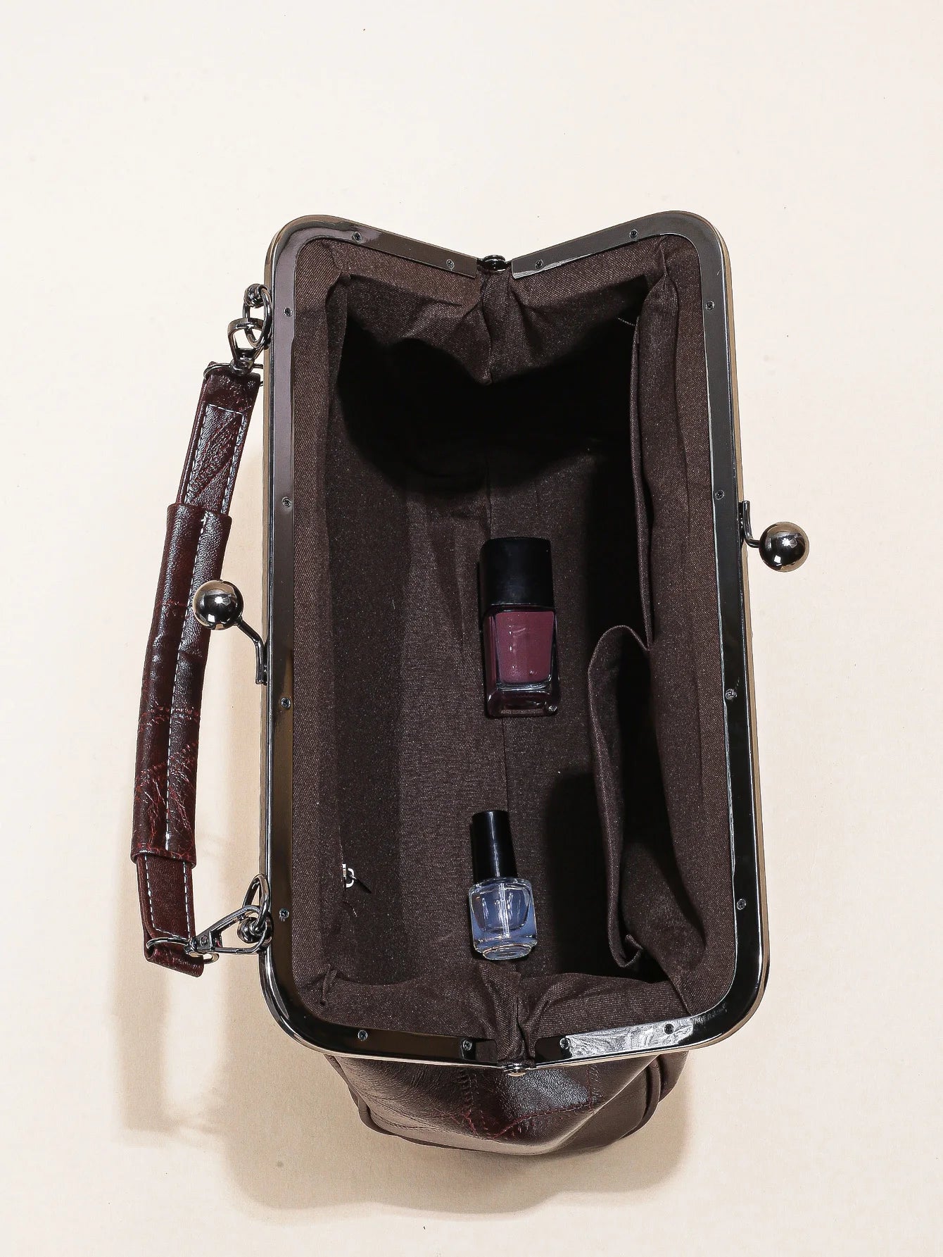 Ladies Soft Retro Leather Large Capacity Kiss Lock Portable Shoulder Crossbody Women Handbag Cell Phone Bag Clutch Bag
